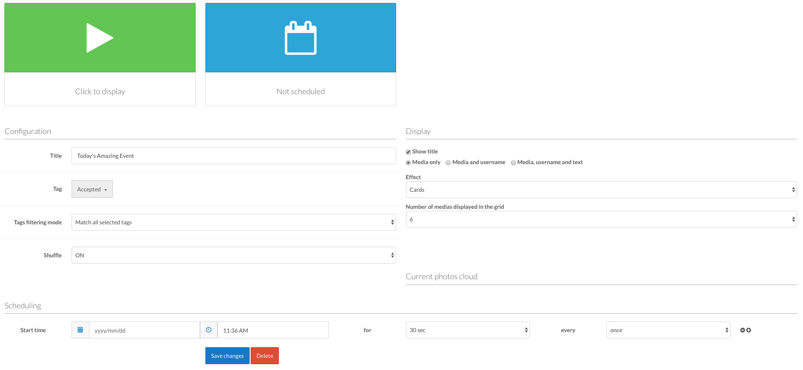 photo grid settings for social wall