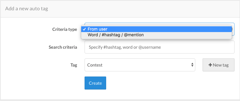 Add a new auto tag to social wall messages