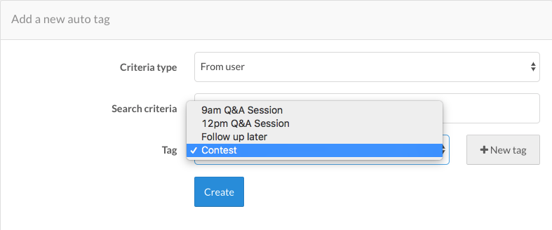 Auto Tag for Q&A sessions or social media contests