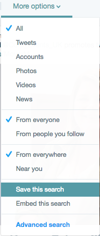 Save Search on Twitter