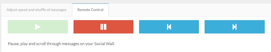 Remote control buttons for SocialWall Pro
